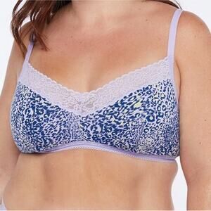 Savage X Fenty  Icy Leopard Cotton Essentials Bralette Bra Purple Women's M NWT